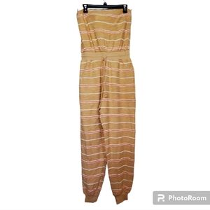 L*Space Tan and White Striped Jumpsuit
